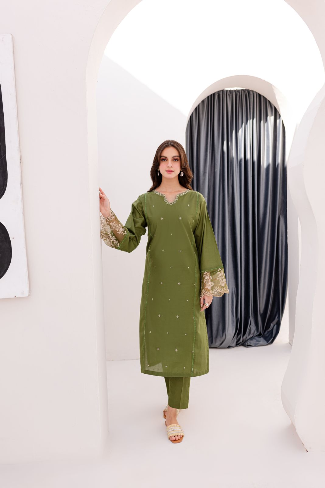 OLIVE GREEN-2PC (Shirt and Trouser)