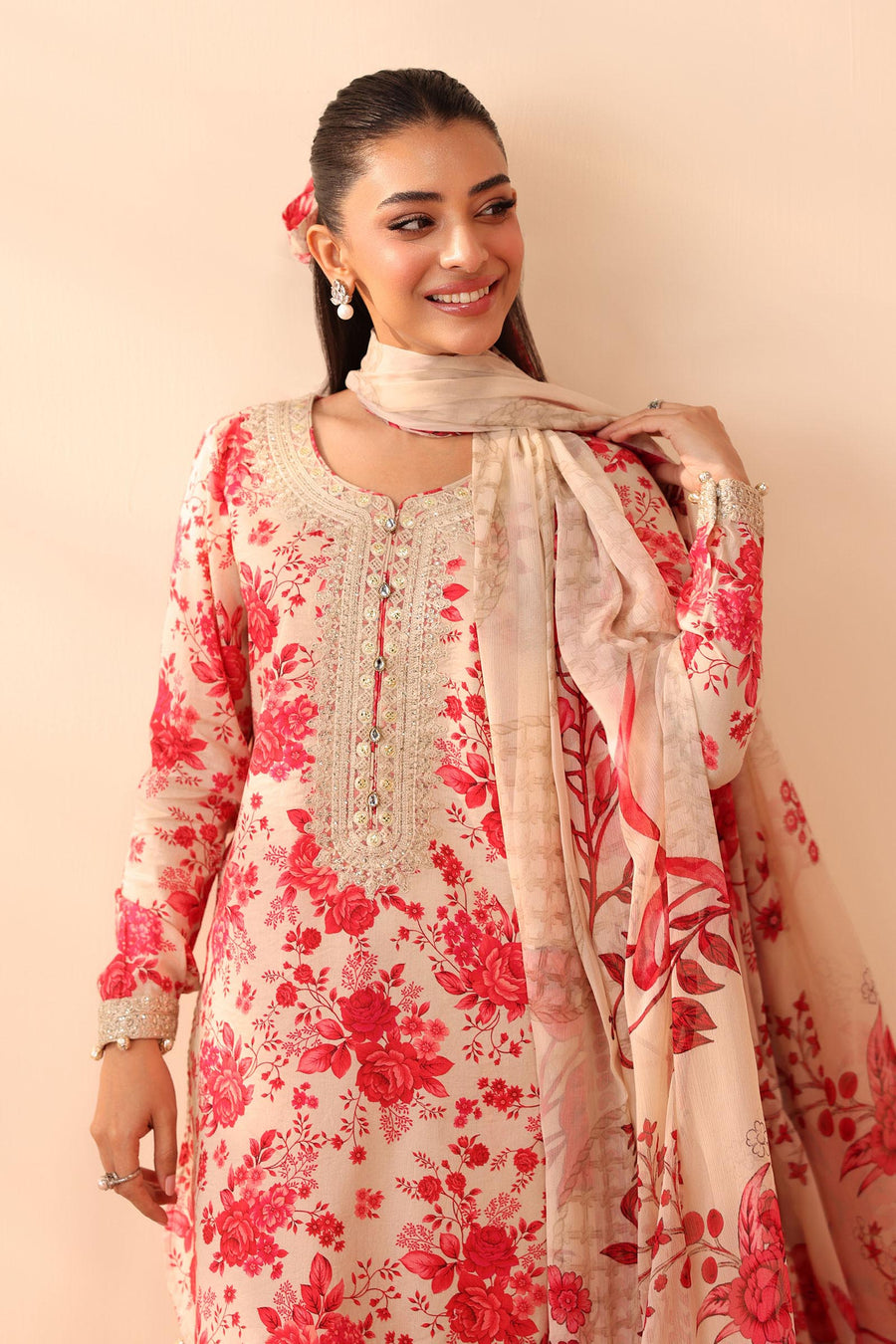 Almond -Printed 3 piece