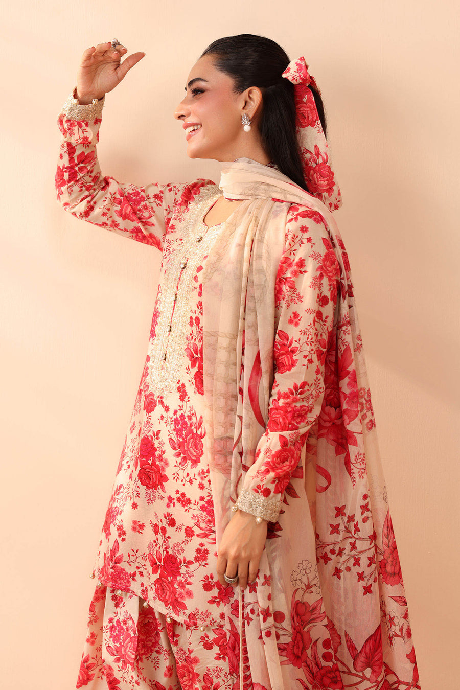 Almond -Printed 3 piece