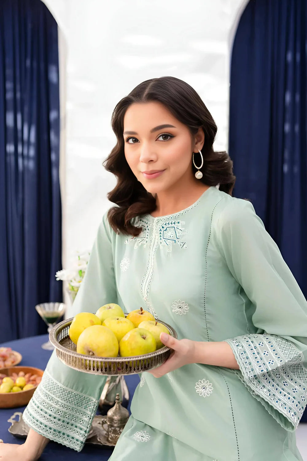 Teal Reverie – 2-Piece Embroidered Cotton Set