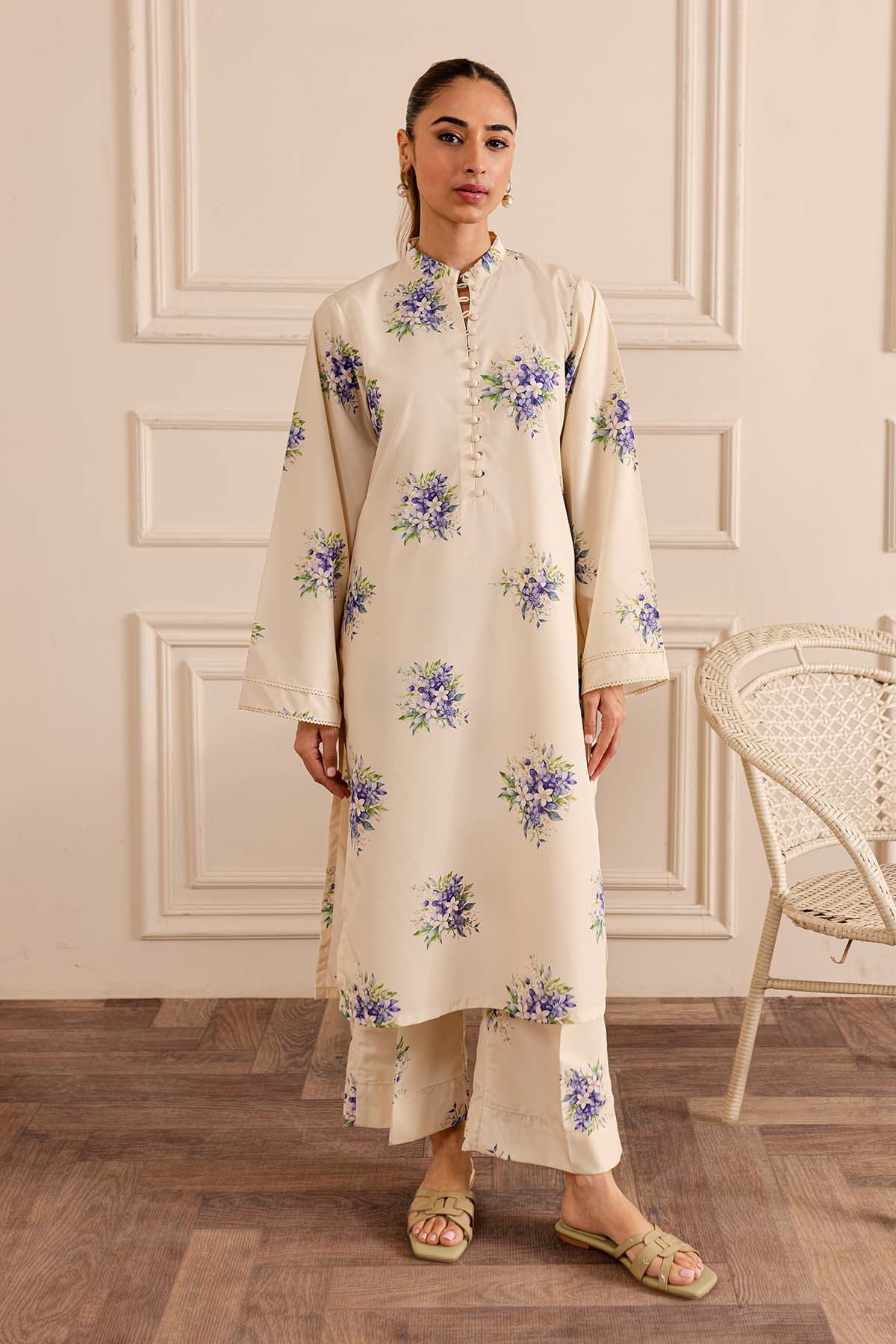Lilac Bloom – 2 Piece Silk Printed Set